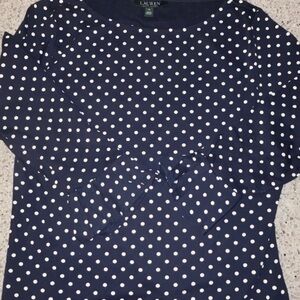 Lauren Ralph Lauren Blue Fitted Tie Front Blouse